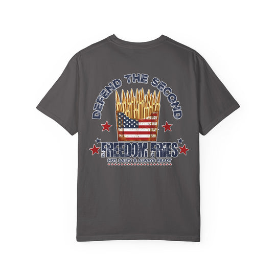 Defend the 2nd Tee by Comfort Colors, a durable, relaxed-fit t-shirt made from 100% ring-spun cotton, featuring a classic crew neck for versatile styling.