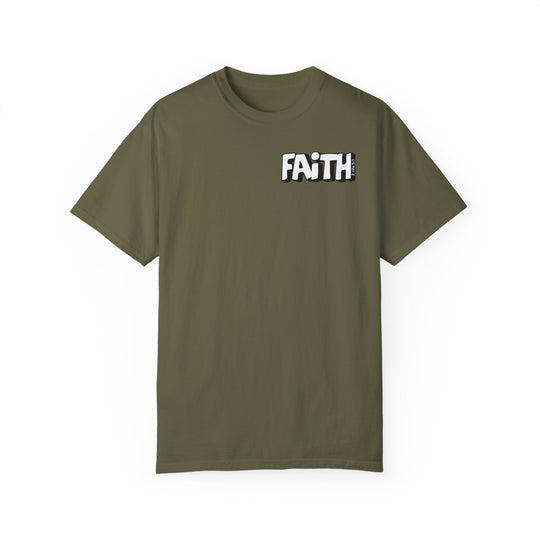 Relaxed fit Walk By Faith Not By Sight Tee, garment-dyed with ring-spun cotton for coziness. Double-needle stitching for durability, no side-seams for shape retention. Ideal for daily wear.