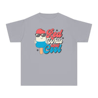 Red White and Cool Kids Tee made from soft-washed, 100% combed ringspun cotton, designed for comfort and agility, suitable for active children's daily wear.