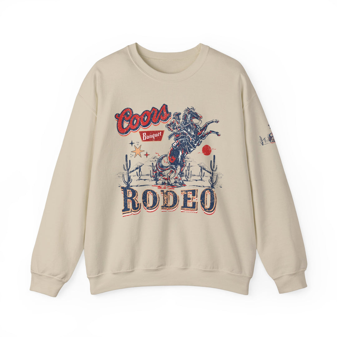 A heavy blend crewneck sweatshirt featuring a graphic design of a horse, ideal for all occasions. Made of 50% Cotton 50% Polyester, with ribbed knit collar, no itchy side seams, and a loose fit. From Worlds Worst Tees.