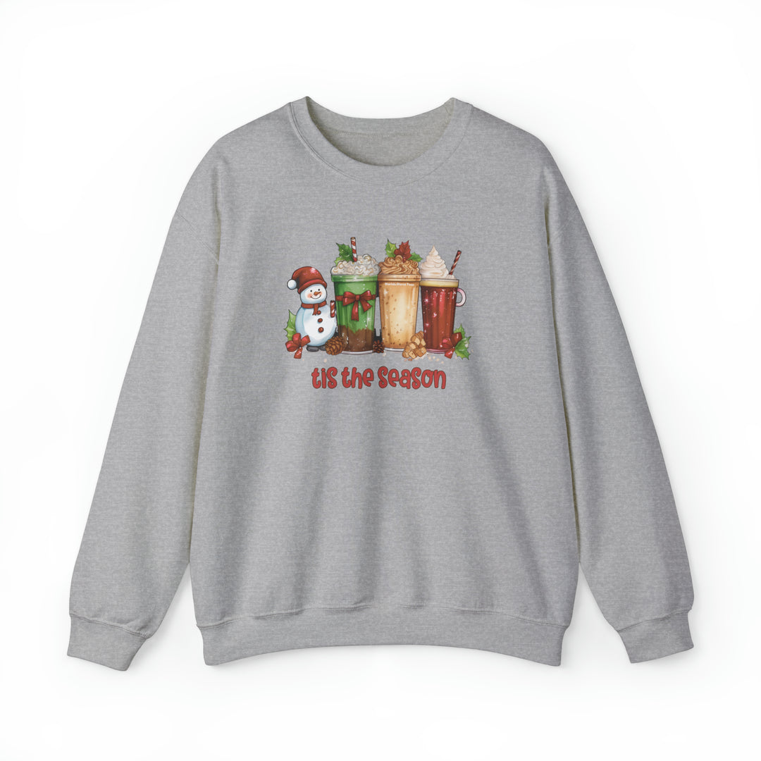 Unisex heavy blend crewneck sweatshirt featuring a snowman and milkshake design. Comfortable 50% cotton, 50% polyester fabric with ribbed knit collar. Ideal for the season. From 'Worlds Worst Tees'.