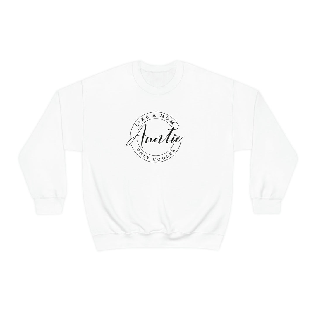 Auntie Crewneck unisex sweatshirt with ribbed knit collar. 50% cotton, 50% polyester blend, medium-heavy fabric, loose fit, sewn-in label. Comfortable and stylish.