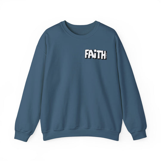 A comfortable unisex heavy blend crewneck sweatshirt featuring Walk By Faith Not By Sight design. Ribbed knit collar, no itchy side seams. Made of 50% cotton and 50% polyester. Medium-heavy fabric, loose fit, true to size.