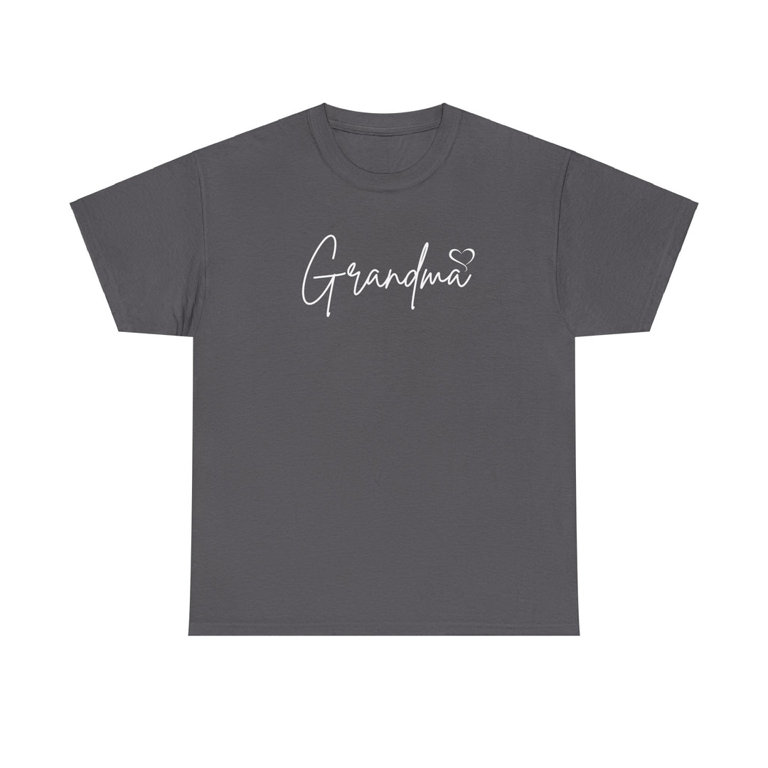 A classic Grandma Love Tee, a staple for casual fashion, featuring durable construction with no side seams, ribbed knit collar, and unisex fit. Medium weight fabric in various sizes.