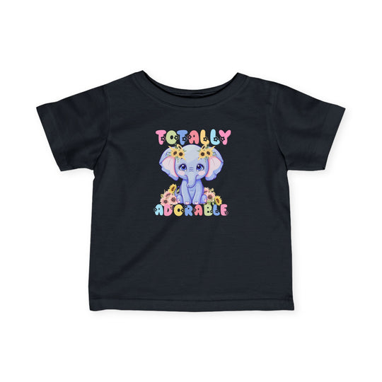 Totally Adorable Baby Tee with durable ribbed knitting and taped shoulders, designed for comfort and shape-retention, ideal for infants and toddlers.