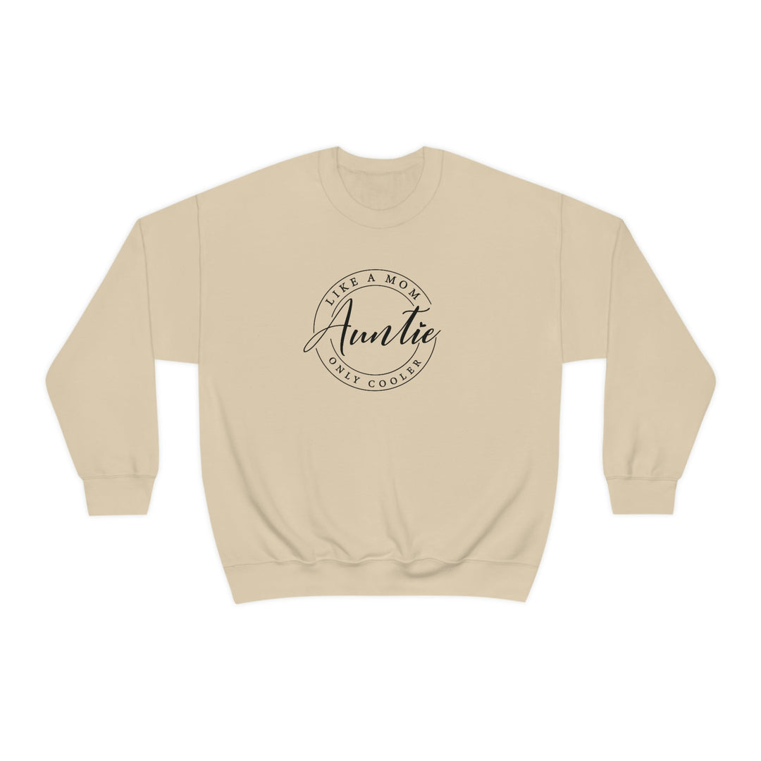Unisex Auntie Crewneck sweatshirt: cozy blend of polyester and cotton, ribbed knit collar, no itchy seams. Medium-heavy fabric, loose fit, sewn-in label. Ideal comfort for all.