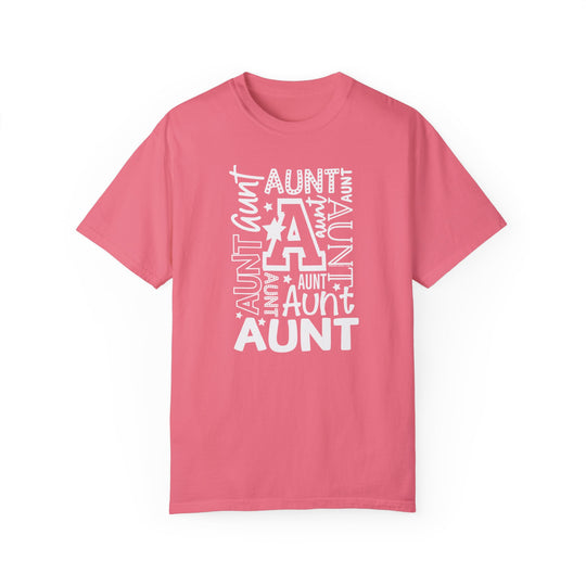 Aunt Tee: Garment-dyed ring-spun cotton t-shirt with a relaxed fit. Soft-washed fabric for coziness. Double-needle stitching for durability, no side-seams for shape retention. Sizes: S-4XL.