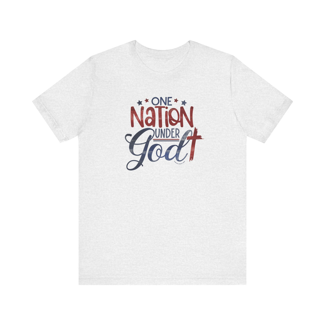 A classic white tee with red and blue text, the One Nation Under God Tee features a comfortable fit, ribbed knit collars, and taping on the shoulders for durability. Made of 100% Airlume combed and ringspun cotton, this tee is a wardrobe favorite.