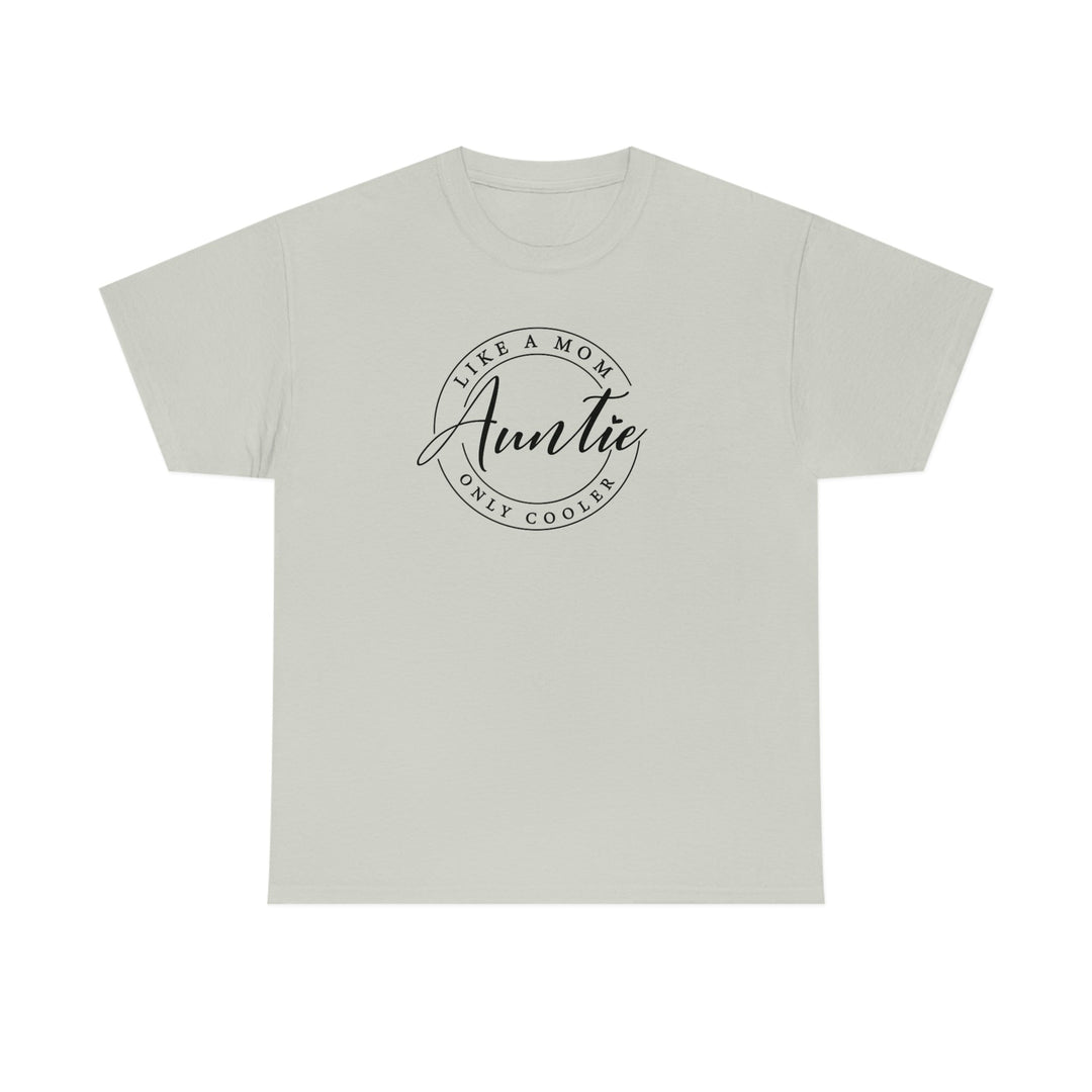 Auntie Tee: Unisex heavy cotton tee with a personalized design. No side seams, durable shoulders, tear-away label. Classic fit, 100% cotton, medium fabric. True to size.