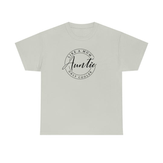 Auntie Tee: Unisex heavy cotton tee with a personalized design. No side seams, durable shoulders, tear-away label. Classic fit, 100% cotton, medium fabric. True to size.
