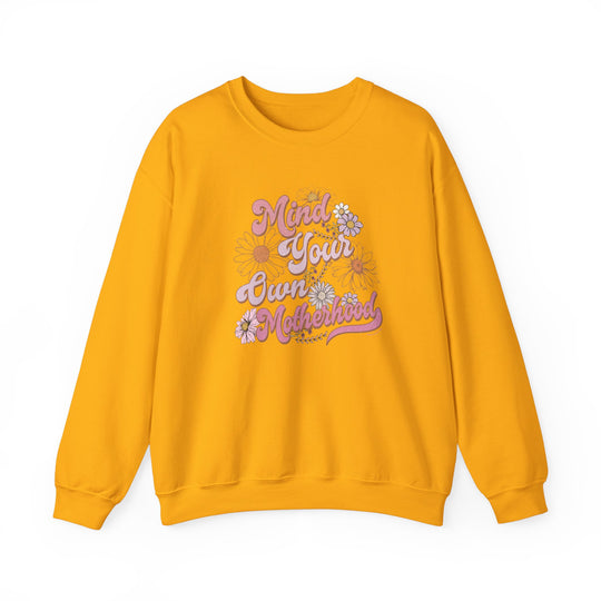 A unisex heavy blend crewneck sweatshirt featuring the Mind Your Own Motherhood Crew design. Made of 50% cotton and 50% polyester, with ribbed knit collar and no itchy side seams. Sizes from S to 5XL.