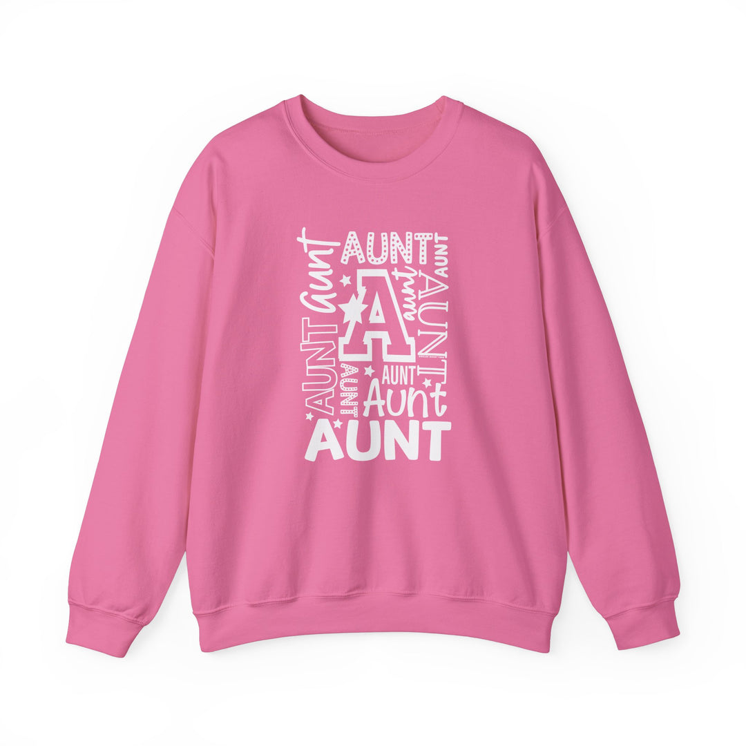 Relax in style with Aunt Crew sweatshirt from Worlds Worst Tees. Soft 50% cotton, 50% polyester blend, loose fit, and crew neck for comfort. Elevate your wardrobe effortlessly.