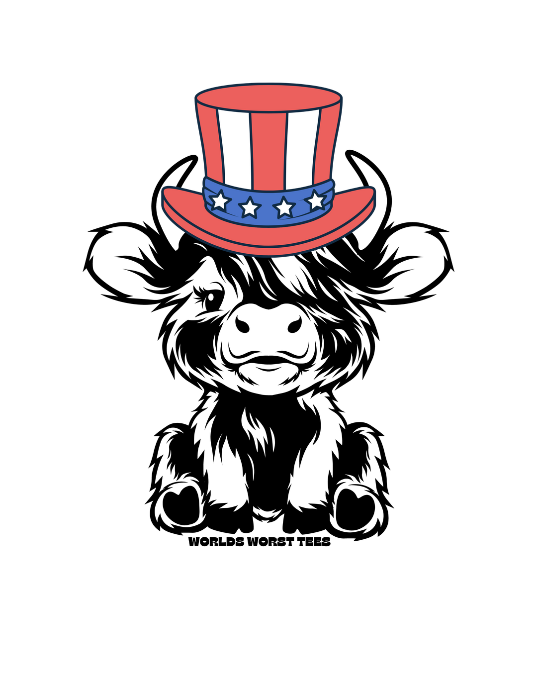 A kids tee featuring a red, white, and blue hat design with stars and stripes. Made of 100% cotton, light fabric, and a classic fit. Ideal for everyday wear.