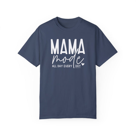 A relaxed fit Mama Mode Tee, crafted from 100% ring-spun cotton. Garment-dyed for extra coziness, featuring double-needle stitching for durability and a seamless design for a tubular shape.