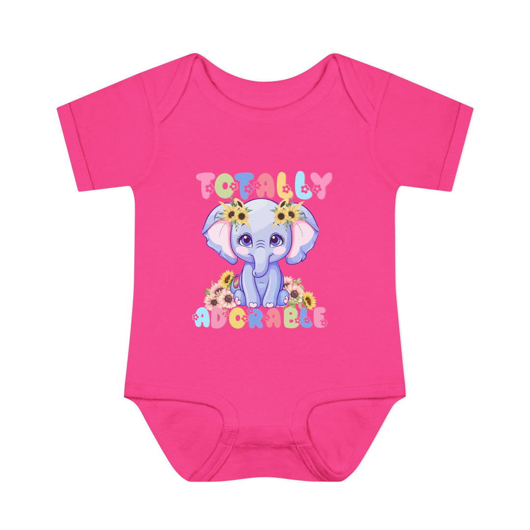 Totally Adorable Onesie showcasing a soft, unisex infant bodysuit with lap shoulders, made from ring-spun cotton, designed for comfort and ease of movement.