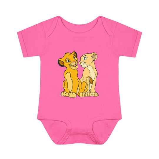 Simba Onesie: Soft, unisex infant bodysuit with lap shoulders, made from 100% combed ringspun cotton, ideal for comfort and ease.