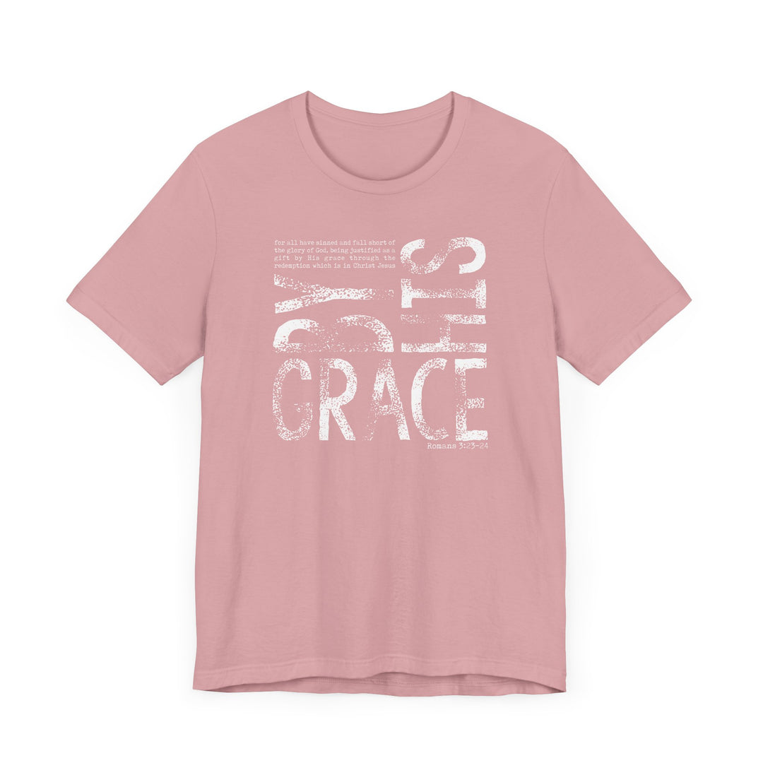By His Grace Tee, a classic unisex jersey short sleeve shirt with ribbed knit collars, soft cotton, and durable dual side seams for long-lasting shape.