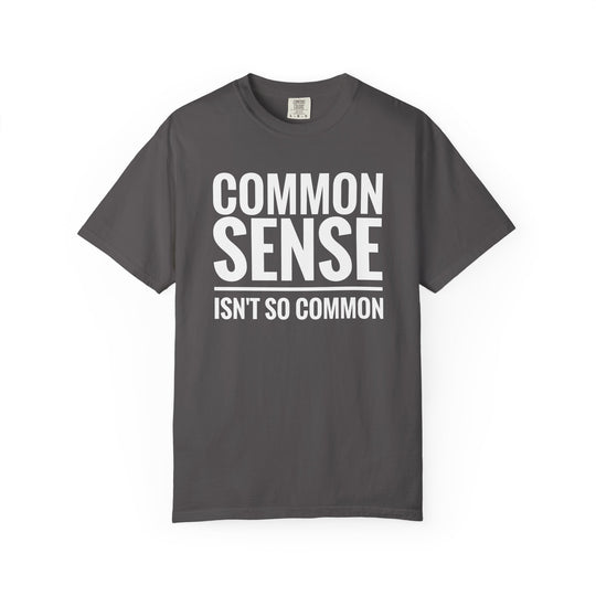 Common Sense Tee is a soft, garment-dyed t-shirt with a relaxed fit, made from durable, pre-shrunk 100% ring-spun US cotton, ensuring comfort and style.
