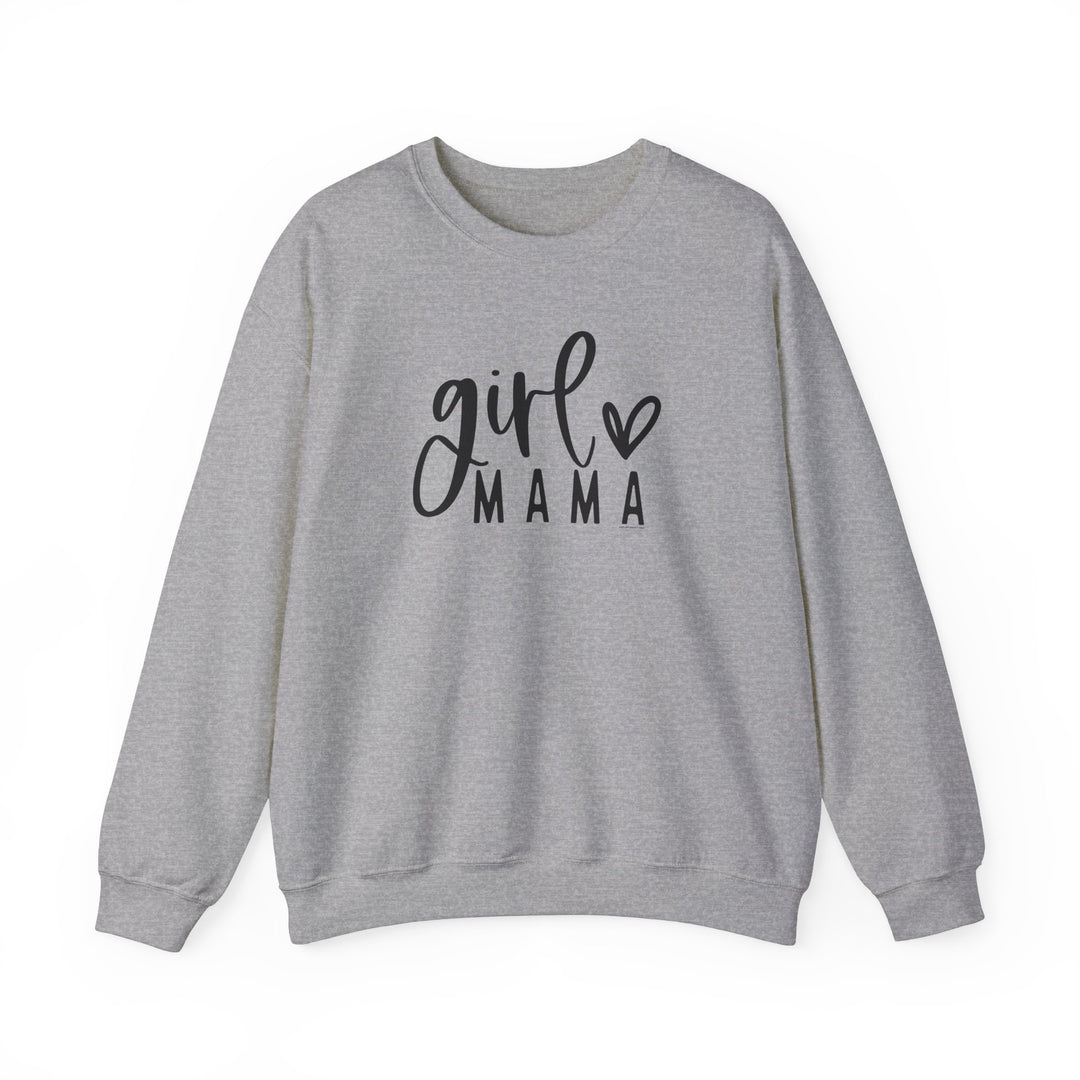 A Girl Mama Crew unisex heavy blend sweatshirt with ribbed knit collar for comfort. 50% cotton, 50% polyester, loose fit, medium-heavy fabric. Sizes S to 5XL available. Made for comfort and style.