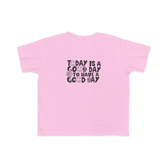 Toddler tee with Good Day to Have a Good Day print, soft 100% cotton fabric, ideal for sensitive skin, classic fit, tear-away label, perfect for little adventurers.