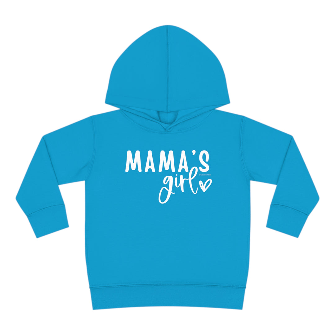 A toddler hoodie designed for comfort, featuring a jersey-lined hood and cover-stitched details. Mama's Girl Toddler Hoodie by Worlds Worst Tees. Made of 60% cotton, 40% polyester for coziness.