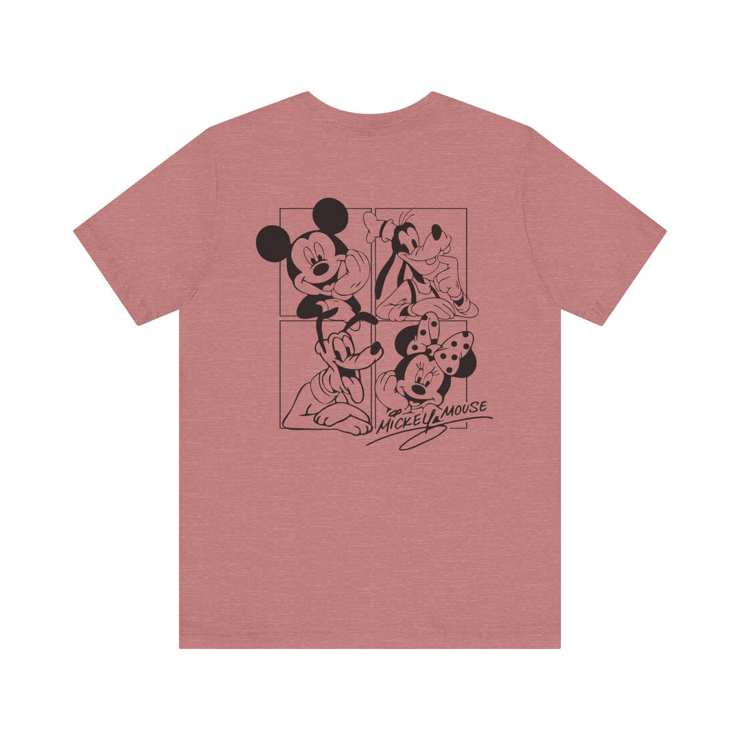 Mickey and CO Tee, a classic unisex jersey shirt featuring ribbed collars and tapered shoulders for a comfortable fit, ideal for casual or semi-formal wear.