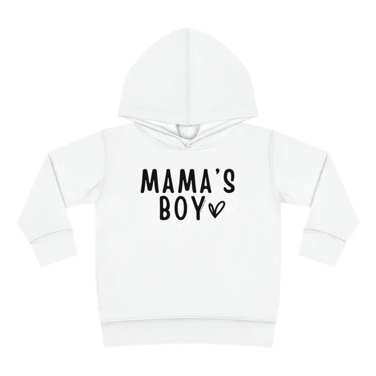 Toddler hoodie with jersey-lined hood, cover-stitched details, and side seam pockets for cozy durability. Mama's Boy Toddler Hoodie by Worlds Worst Tees.