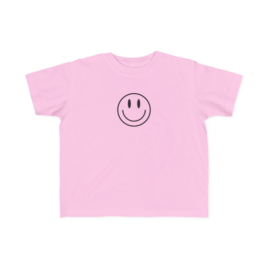 Toddler tee with a smiley face print, ideal for sensitive skin. Made of 100% combed ring spun cotton, light fabric, tear-away label, and a classic fit. Good Day to Have a Good Day Toddler Tee.