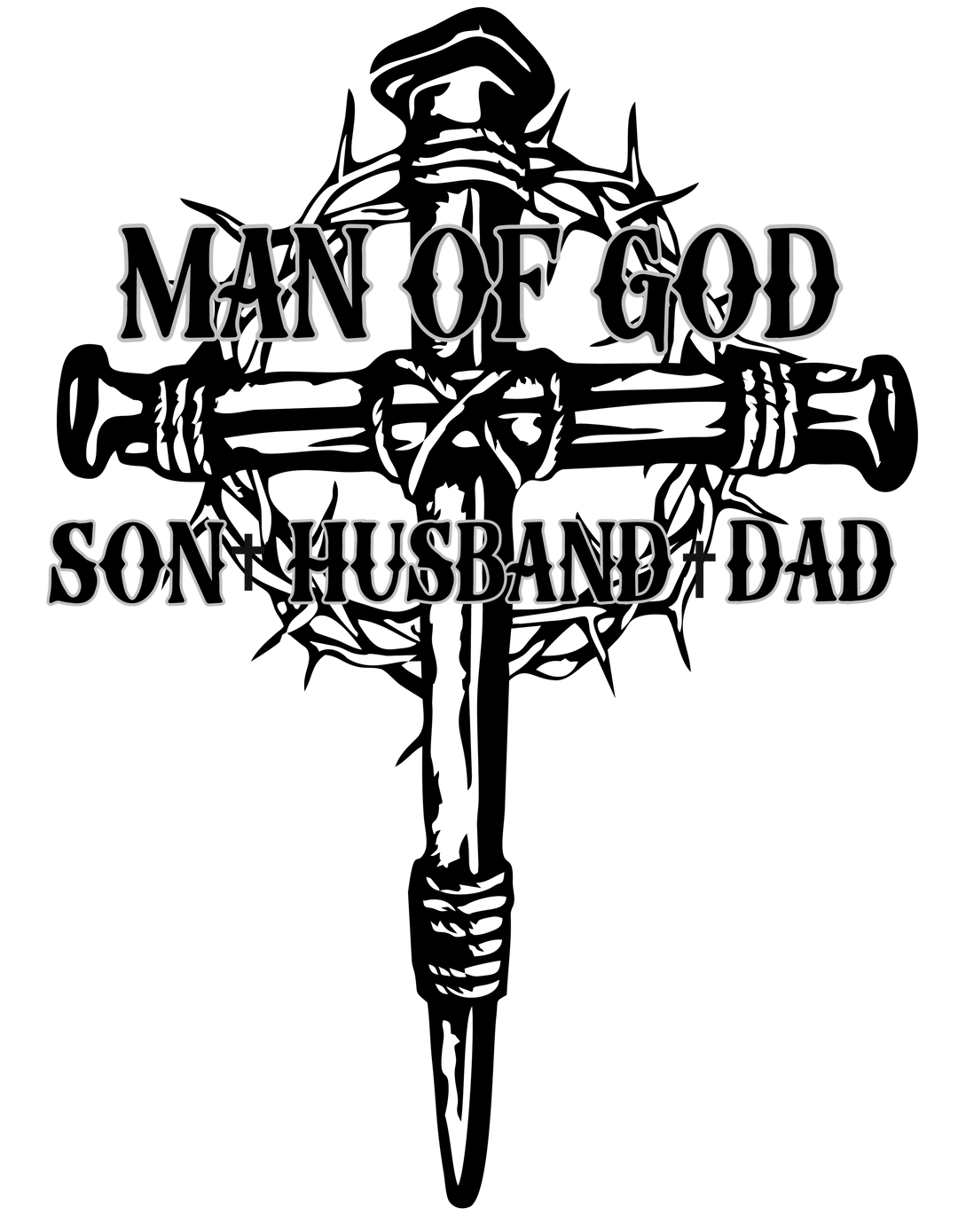 Man of God Son Husband Dad Tee: Garment-dyed cotton t-shirt with a relaxed fit. Ring-spun fabric for coziness, double-needle stitching for durability, and tubular shape retention. Sizes XS to 4XL.