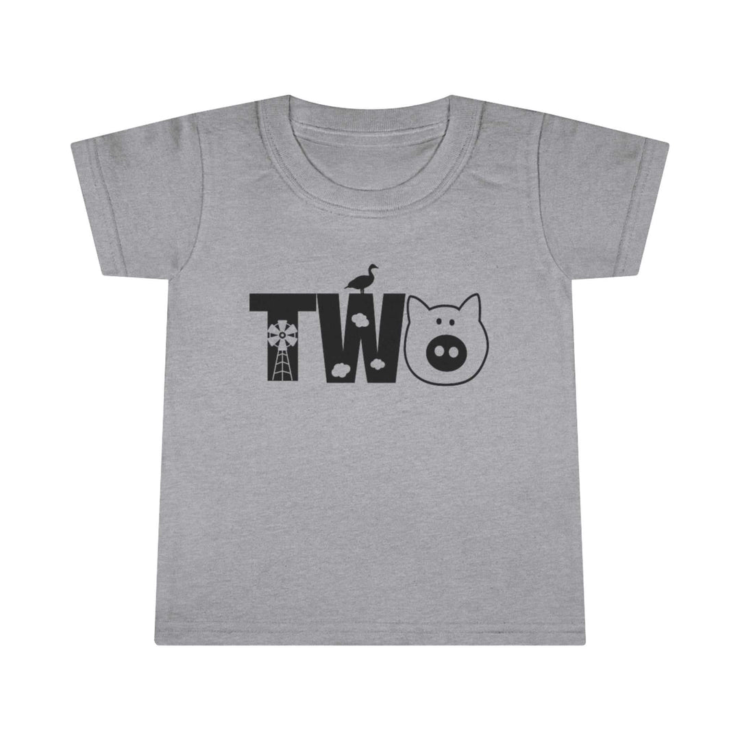 Two Toddler Tee with high stitch density, 100% Ringspun cotton, 4.5 oz/yd² light fabric. Classic Fit, double-needle collar, sleeve, and bottom hems for durability. From Worlds Worst Tees.