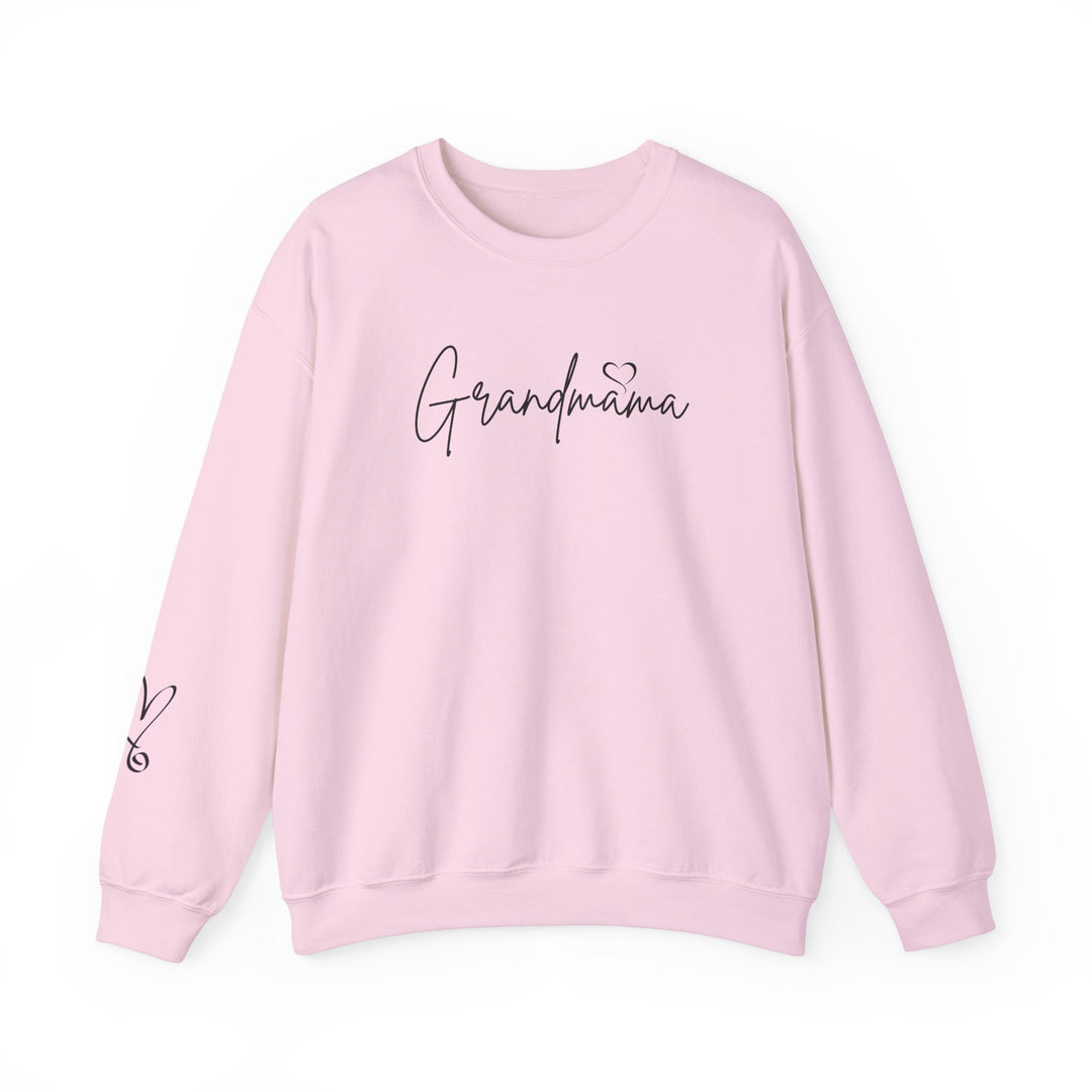 Grandmama Crew unisex heavy blend crewneck sweatshirt, 50% cotton, 50% polyester, ribbed knit collar, no itchy side seams, loose fit, medium-heavy fabric, runs true to size.