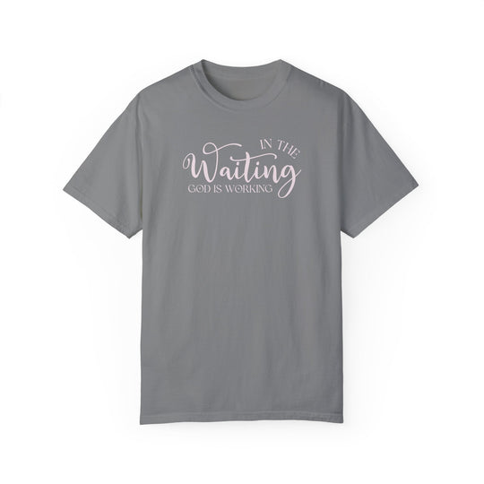 Relaxed fit God is Working Tee, 100% ring-spun cotton t-shirt. Garment-dyed for coziness, durable double-needle stitching, tubular shape. Medium weight, no side-seams, ideal for daily wear.