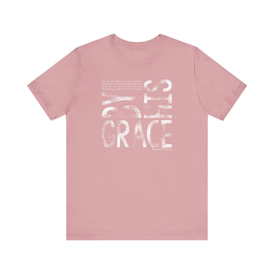 By His Grace Tee, a classic unisex jersey short sleeve, features soft cotton, ribbed knit collars, and dual side seams for lasting shape and comfort.