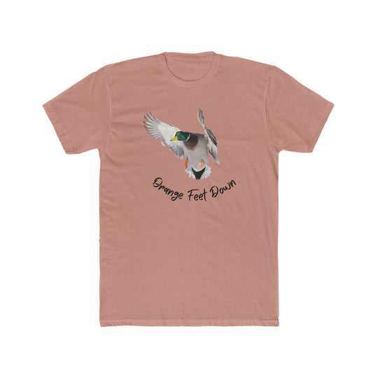 A premium fitted short sleeve tee featuring a bird design with orange feet, perfect for workouts or daily wear. Made of 100% combed cotton, light fabric, tear-away label, and a statement print.