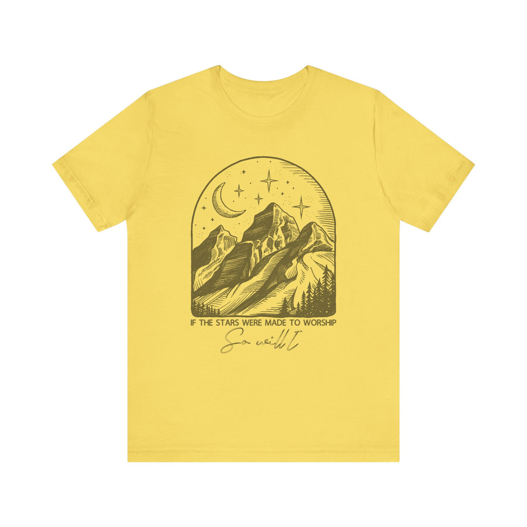 Unisex Worship Tipsy Tee, classic fit with ribbed collar, tapered shoulders, dual side seams, made from soft Airlume cotton, perfect for casual or semi-formal wear.