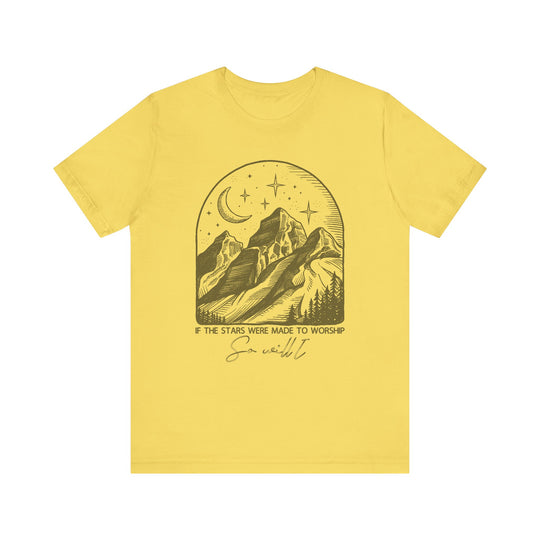 Unisex Worship Tipsy Tee, classic fit with ribbed collar, tapered shoulders, dual side seams, made from soft Airlume cotton, perfect for casual or semi-formal wear.