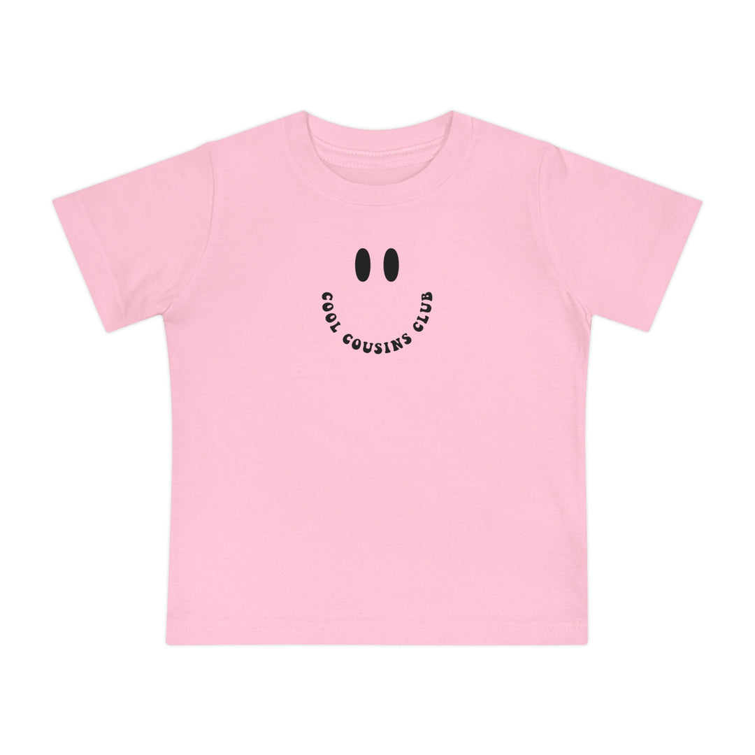 Cool Cousins Club Baby Tee designed for comfort and durability, featuring a regular fit and tear-away label, perfect for stylish, first steps.