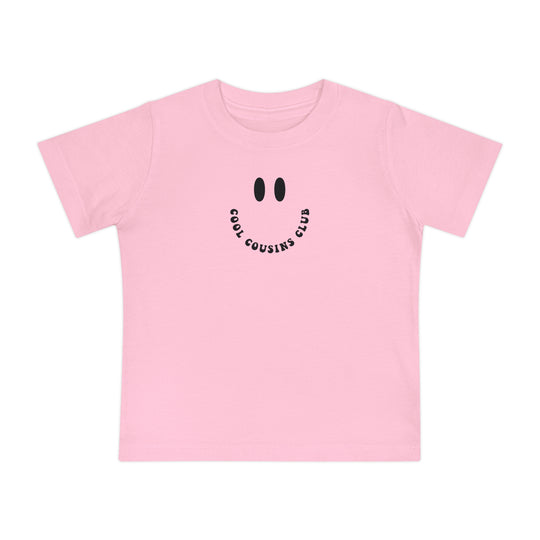 Cool Cousins Club Baby Tee designed for comfort and durability, featuring a regular fit and tear-away label, perfect for stylish, first steps.