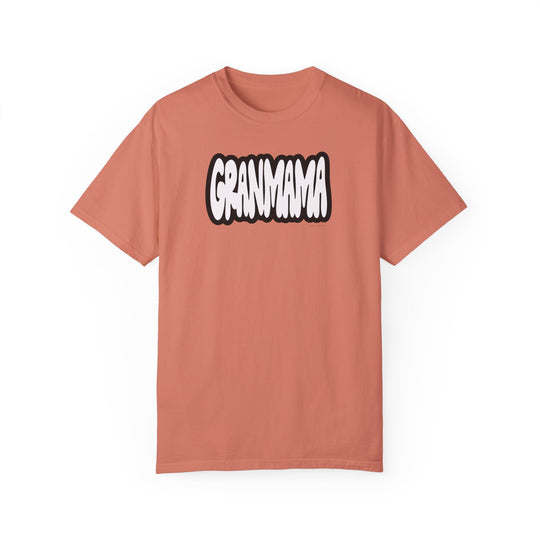 A Grandmama Tee, a soft-washed, ring-spun cotton t-shirt with a logo. Relaxed fit, double-needle stitching, no side-seams for durability and shape retention. Ideal for daily wear.