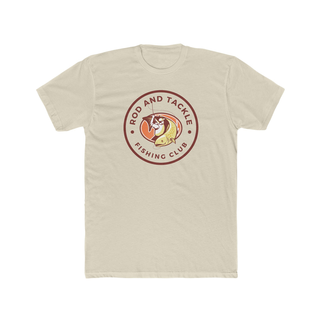 A premium fitted men's short sleeve tee featuring the Rod and Tackle Fishing Club logo. Made of 100% combed, ring-spun cotton, light fabric, tear-away label, and a statement print.