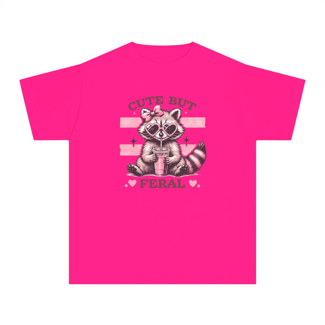 Cute but Feral Kids Tee: Classic fit, soft-washed garment-dyed cotton shirt designed for kids' comfort and agility, perfect for school or play.