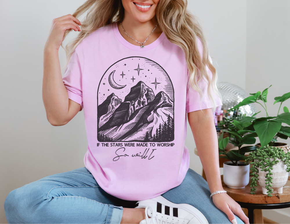 Worship Tipsy Tee: Classic unisex jersey short sleeve with ribbed knit collars, tapered shoulders, and dual side seams for lasting shape and comfort.