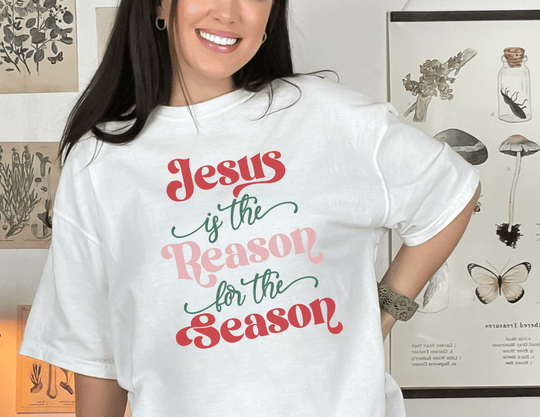 A unisex jersey tee featuring Jesus is the Reason for the Season print. Soft cotton, ribbed collars, and shoulder taping for lasting comfort and fit. Available in various sizes. From Worlds Worst Tees.