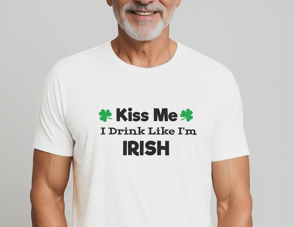 A classic unisex ultra cotton tee with a humorous Kiss Me I Drink Like I'm Irish design. Quality construction, ribbed collar, sustainably sourced materials. Sizes S-5XL.