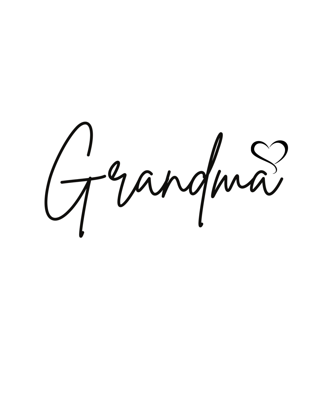 A classic Grandma Love Tee in black, featuring elegant calligraphy on a black background. Unisex, 100% cotton, with no side seams for comfort. Medium weight, classic fit. Sizes S to 5XL.