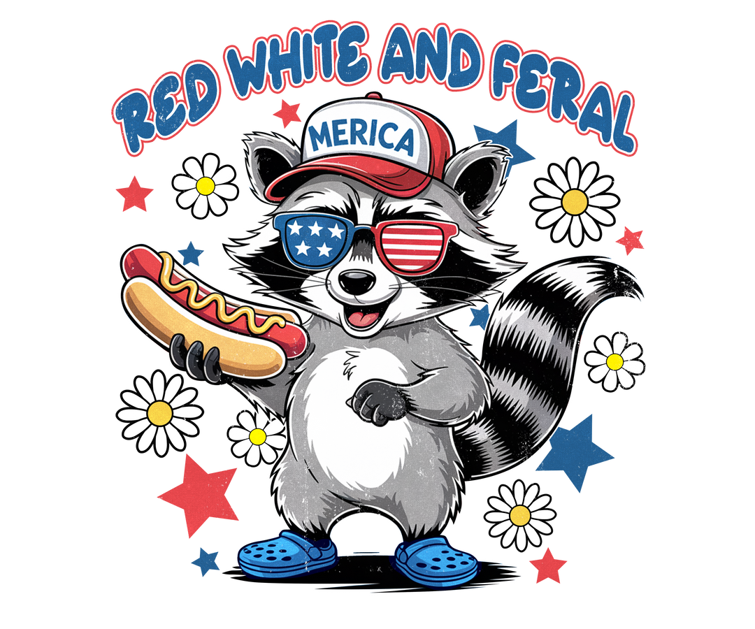 Toddler wearing Red, White and Feral 4th Toddler Tee, showcasing soft, durable fabric ideal for sensitive skin, perfect for early adventures. Classic fit, tear-away label.