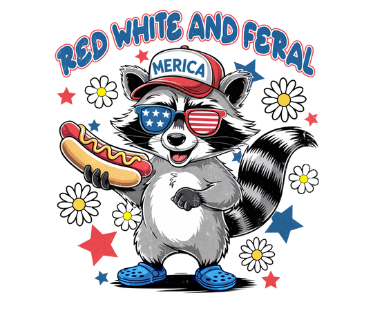 Toddler wearing Red, White and Feral 4th Toddler Tee, showcasing soft, durable fabric ideal for sensitive skin, perfect for early adventures. Classic fit, tear-away label.