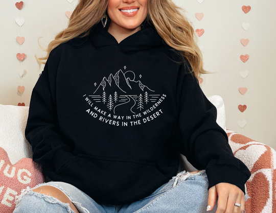 A unisex heavy blend hooded sweatshirt, relaxation embodied. Cotton-polyester mix, plush and warm. Kangaroo pocket, matching drawstring, cozy comfort for cold days. I will make a way Hoodie by Worlds Worst Tees.