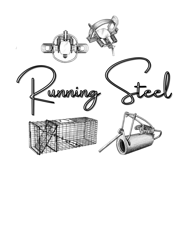 A Running Steel Tee featuring a group of metal objects, a cage, and a mouse trap sketch. Premium fit, 100% combed cotton, light fabric, tear-away label. Ideal for workouts or daily wear. Sizes XS to 4XL.
