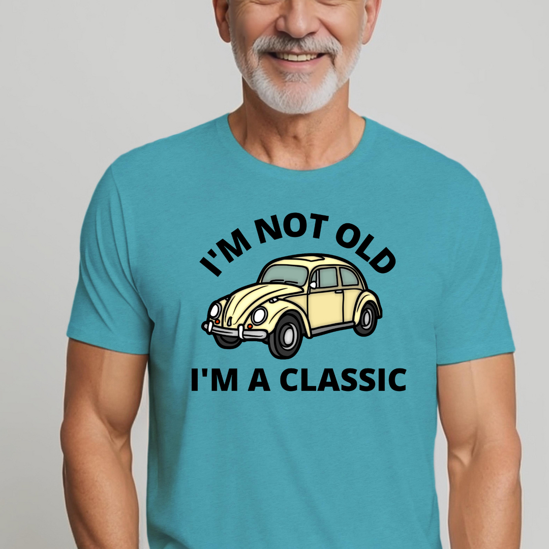 A classic choice for men, the I'm Not Old I'm Classic Tee is a premium fitted shirt made of 100% combed, ring-spun cotton. Light weight fabric with ribbed knit collar and roomy fit.